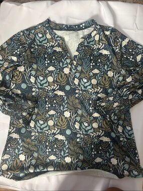 Amazon Women's Floral Tunic Top in Teal, Olive & Cream
